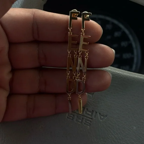 Gold Letter Drop Earrings - Picture 3 of 6